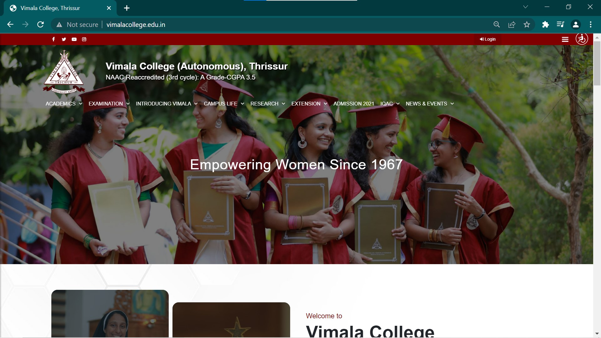 Screenshots of accessible College website